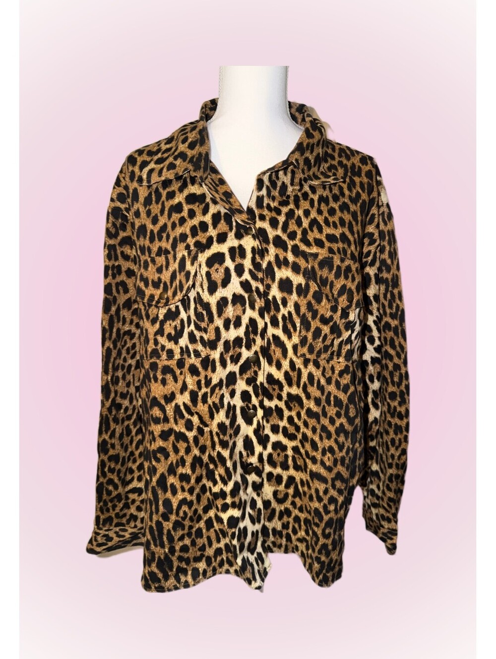Womens Plus Size 3X Leopard Print Snap Front Jacket or Top by Susan Graver